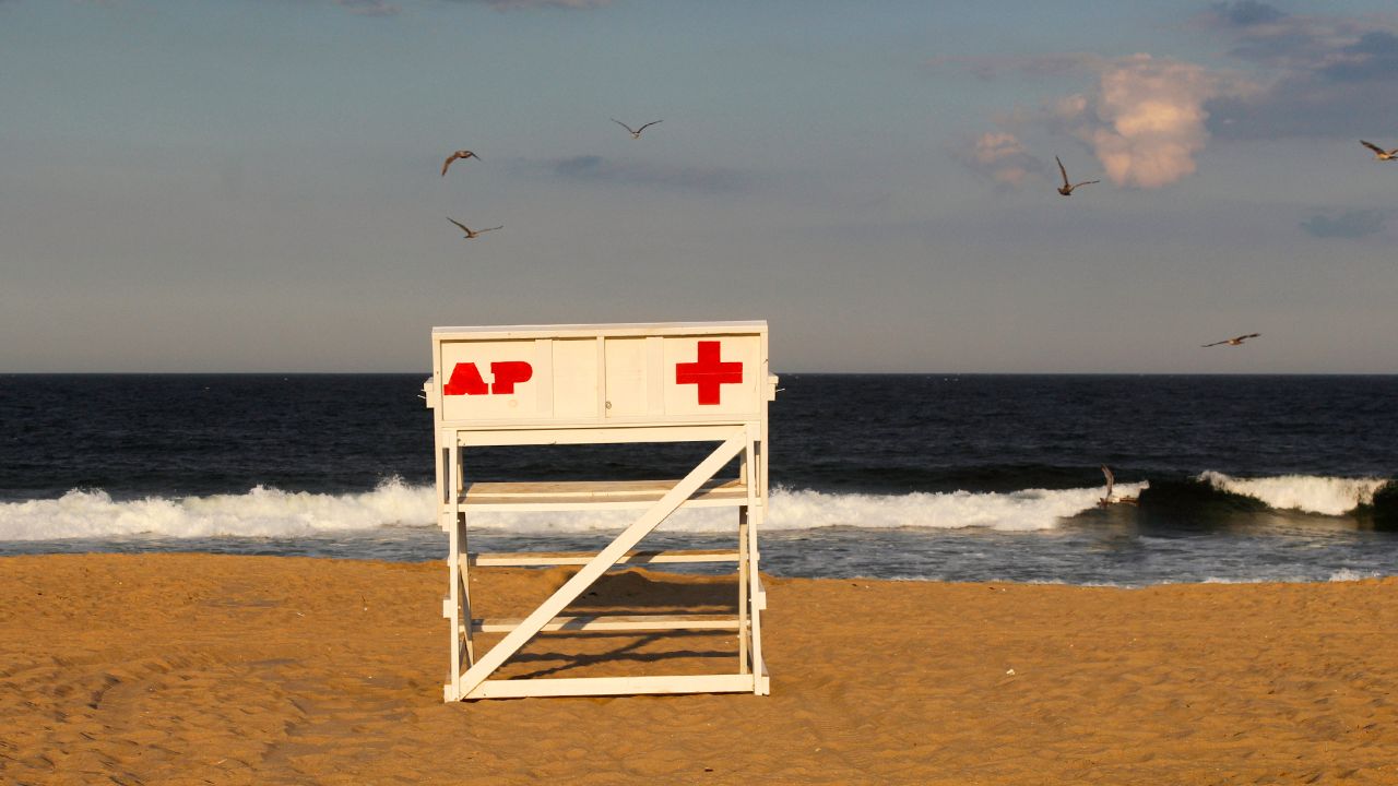 Asbury Park beach at sunset.